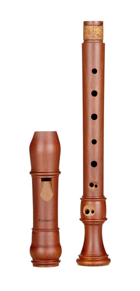 Flautino, Birnbaum gebeizt, zweiteilig, Barock Doppelloch, 440 Hz